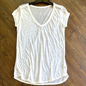 Athleta White V-Neck Women's sheer top XXS